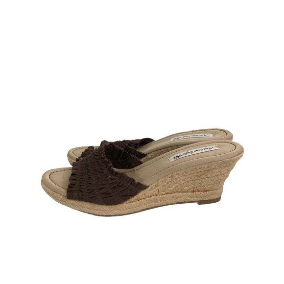 American Eagle Women's Size 9 Brown Textured Fabric Wedge Sandals - Picture 3 of 8
